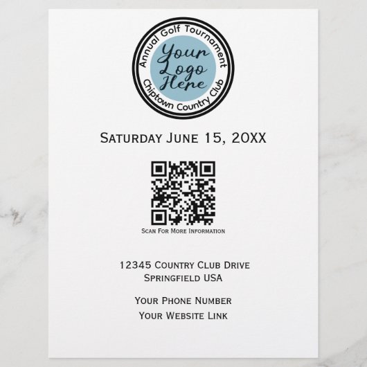 ゴルフトーナメントまたはイベントカスタムのロゴパーソナライズされた チラシ (正面)
