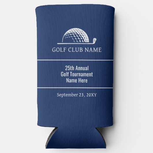 ゴルフトーナメントアウトティンブルーカスタム文字スキニー スリム缶クーラー (正面)