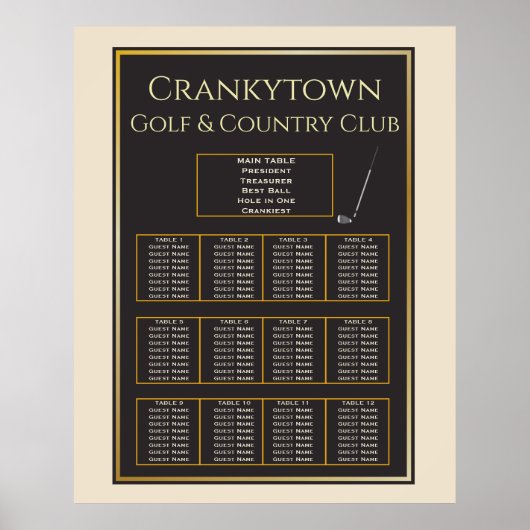ゴルフトーナメント🏌シーティングチャート ポスター (正面)