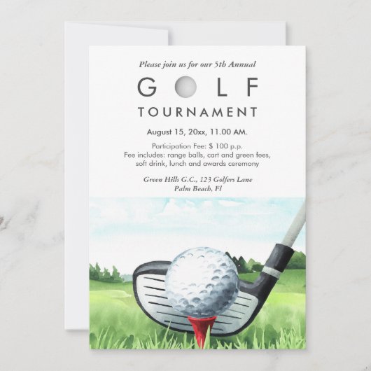 ゴルフトーナメント年次招待状 招待状 (正面)