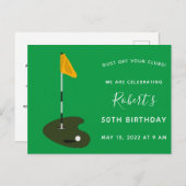 ゴルフトーナメント50th誕生日パーティーへの招待 インビテーションポストカード (正面/裏面)