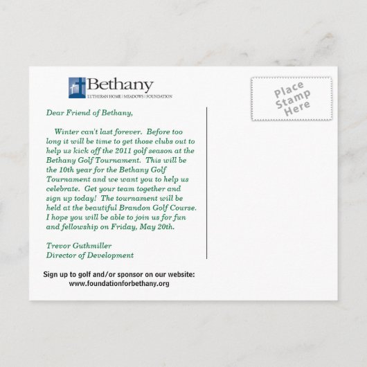 ゴルフトーナリー日付ポストカードの保存 案内ポストカード (裏面)