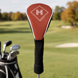 ゴルフドライバーカバー | モダンな幾何学模様のモノグラム ゴルフヘッドカバー