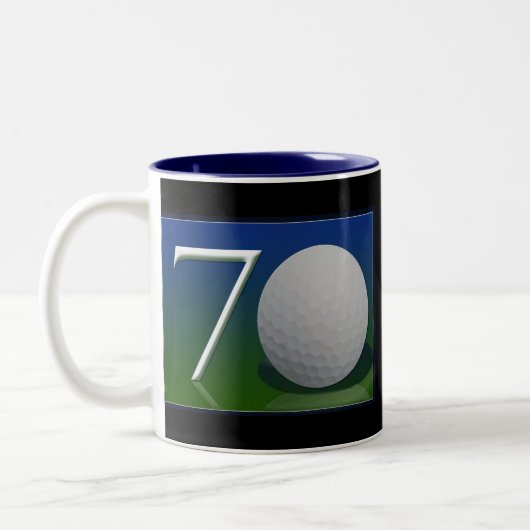 ゴルフナットのための幸せな第70誕生日 ツートーンマグカップ (左)