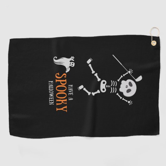 ゴルフハロウィンとスケルトンゴルファーの化け物 ゴルフタオル (横)