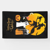 ゴルフハロウィーンデイと幽霊スケルトンのパンプキンバン 横断幕 (横)