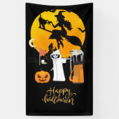 ゴルフハロウィーンデイと幽霊スケルトンのパンプキンバン 横断幕 (縦)