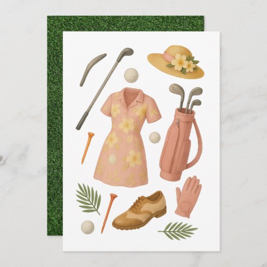 ゴルフハワイアンをテーマにしたレディーウーマンゴルファー大会 招待状 (正面/裏面)