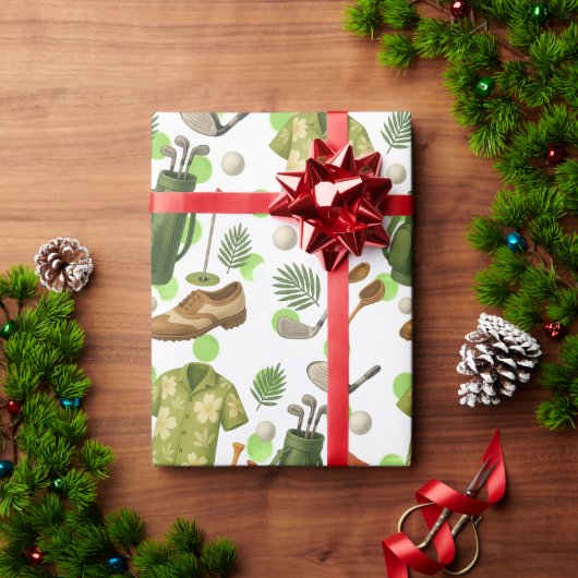ゴルフハワイアンスタイル及びゴルファー用バッグ ラッピングペーパー (クリスマスギフト)