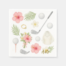 ゴルフハワイアン結婚をテーマにしたゴルファー スタンダードカクテルナプキン