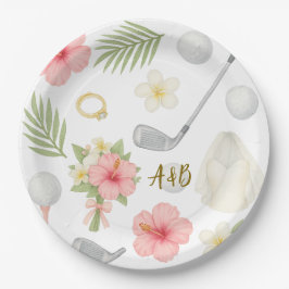 ゴルフハワイアン結婚をテーマにしたゴルファー ペーパープレート