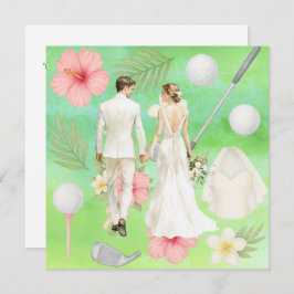 ゴルフハワイアン結婚をテーマにしたゴルファー 招待状