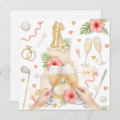 ゴルフハワイアン結婚をテーマにしたゴルファー 招待状 (正面/裏面)