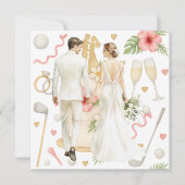 ゴルフハワイアン結婚をテーマにしたゴルファー 招待状 (正面)