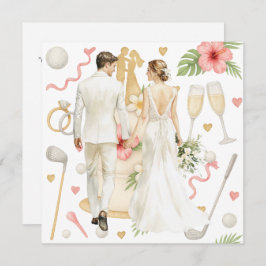 ゴルフハワイアン結婚をテーマにしたゴルファー 招待状