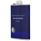 ゴルフバチュラーパーティのゴルフボールとコースのネイビーブルー フラスク (左)