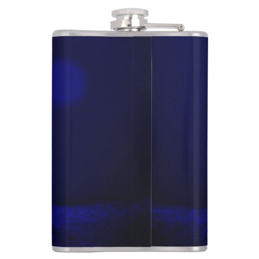 ゴルフバチュラーパーティのゴルフボールとコースのネイビーブルー フラスク (裏面)