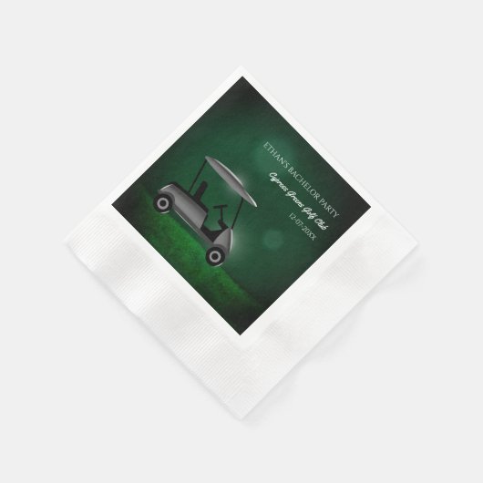 ゴルフバチュラーパーティゴルファーパーティーグリーンゴルフカート 縁ありカクテルナプキン (角)