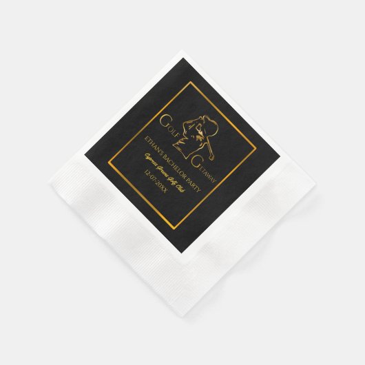 ゴルフバチュラーパーティ – ゴルファーパーティーラグジュアリー金ゴールド 縁ありカクテルナプキン (角)