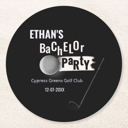 ゴルフバチュラーパーティ – ゴルフ旅行クラシックゴルファー ラウンドペーパーコースター (正面)