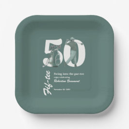 ゴルフバッグとゴルフクラブの50歳の誕生日 ペーパープレート