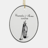 ゴルフバッグとゴルフクラブブラック セラミックオーナメント (右)