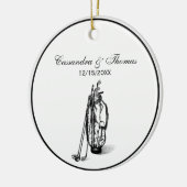 ゴルフバッグとゴルフクラブブラック セラミックオーナメント (左)