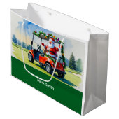 ゴルフバッグとゴルフ物をテーマにしたゴルフクリスマス ラージペーパーバッグ (正面アングル)