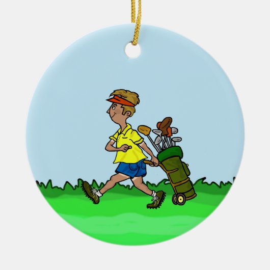 ゴルフバッグの男性 クリスマスオーナメント (正面)