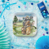 ゴルフバッグオンゴルフコース ペーパープレート (パーティー)