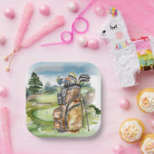 ゴルフバッグオンゴルフコース ペーパープレート (パーティー)