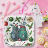 ゴルフバッグクリスマスをテーマにしたゴルファー向けギフト ペーパープレート (パーティー)