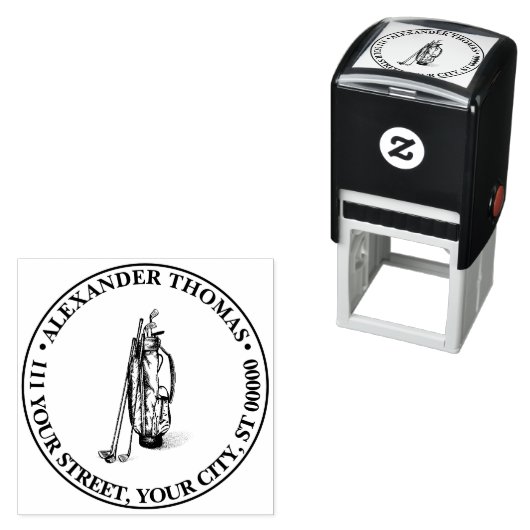 ゴルフバッグゴルフクラブブラックネーム差出人住所 セルフインキングスタンプ (インサイチュ)