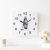 ゴルフバッグゴルフクラブブラック スクエア壁時計 (ホーム)