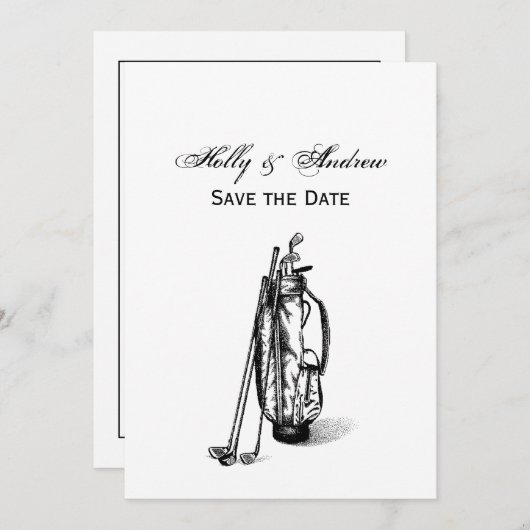 ゴルフバッグゴルフクラブブラック 招待状 (正面/裏面)