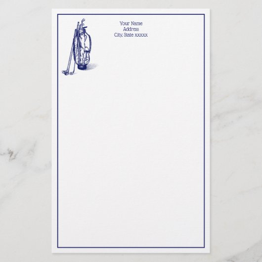 ゴルフバッグゴルフクラブブルー 便箋 (正面)