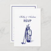 ゴルフバッグゴルフクラブブルー 出欠カード (正面/裏面)