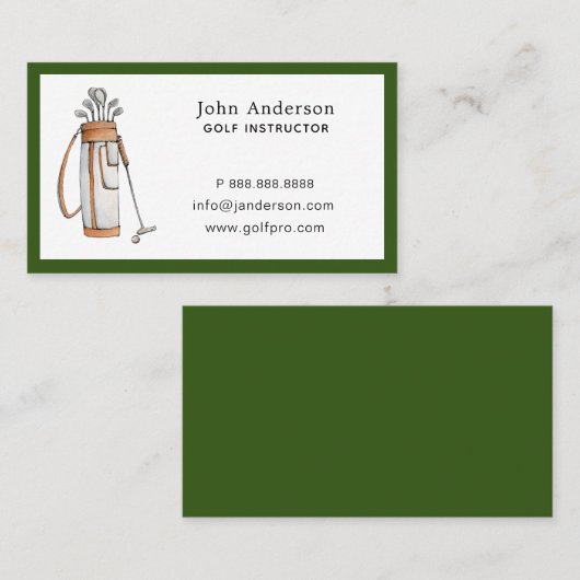 ゴルフバッグゴルフプロまたはインストラクター名刺 名刺 (正面/裏面)