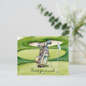 ゴルフバッグサンキューカードゴルフコース水彩 ポストカード (スタンド正面)