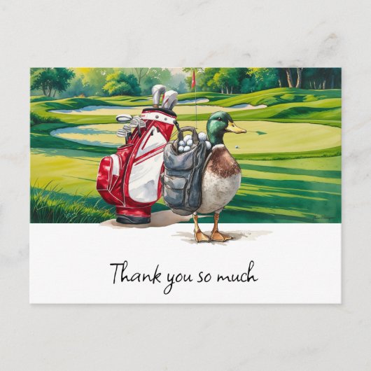 ゴルフバッグサンキューカードゴルフコース水彩 ポストカード (正面)