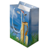 ゴルフバッグ及び芝生にボールを持つクラブ ミディアムペーパーバッグ (正面アングル)