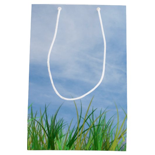 ゴルフバッグ及び芝生にボールを持つクラブ ミディアムペーパーバッグ (裏面)