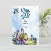 ゴルフバッグ75番目の誕生日日付を保存 招待状 (スタンド正面)