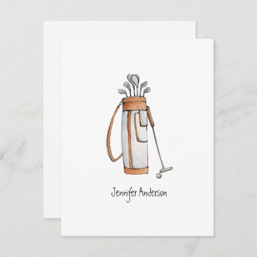 ゴルフバッグ ゴルファー フラット ありがとうカード サンキューカード (正面/裏面)