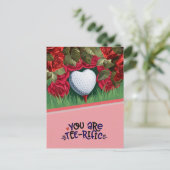 ゴルフバレンタインデーカード – 愛をティーアップ シーズンポストカード (スタンド正面)