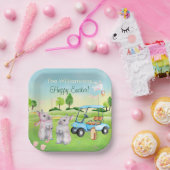 ゴルフバンニーおもしろいハッピーイースター ペーパープレート (パーティー)