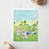 ゴルフバンニー魅力的ハッピーイースターバジェットホリデイ ノートカード (正面/裏面インサイチュ)