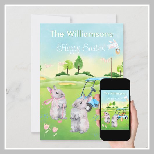 ゴルフバンニー魅力的ハッピーイースター シーズンカード