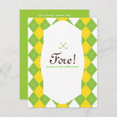 ゴルフバースデーパーティアーガイル柄のー名門私立校風の招待状 招待状 (正面/裏面)