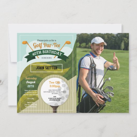 ゴルフバースデーパーティーAny Age Golfing Photo 招待状 (正面)